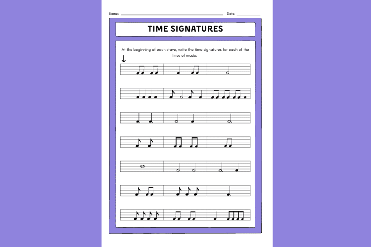 Time Signatures Worksheet // The Musical Me
