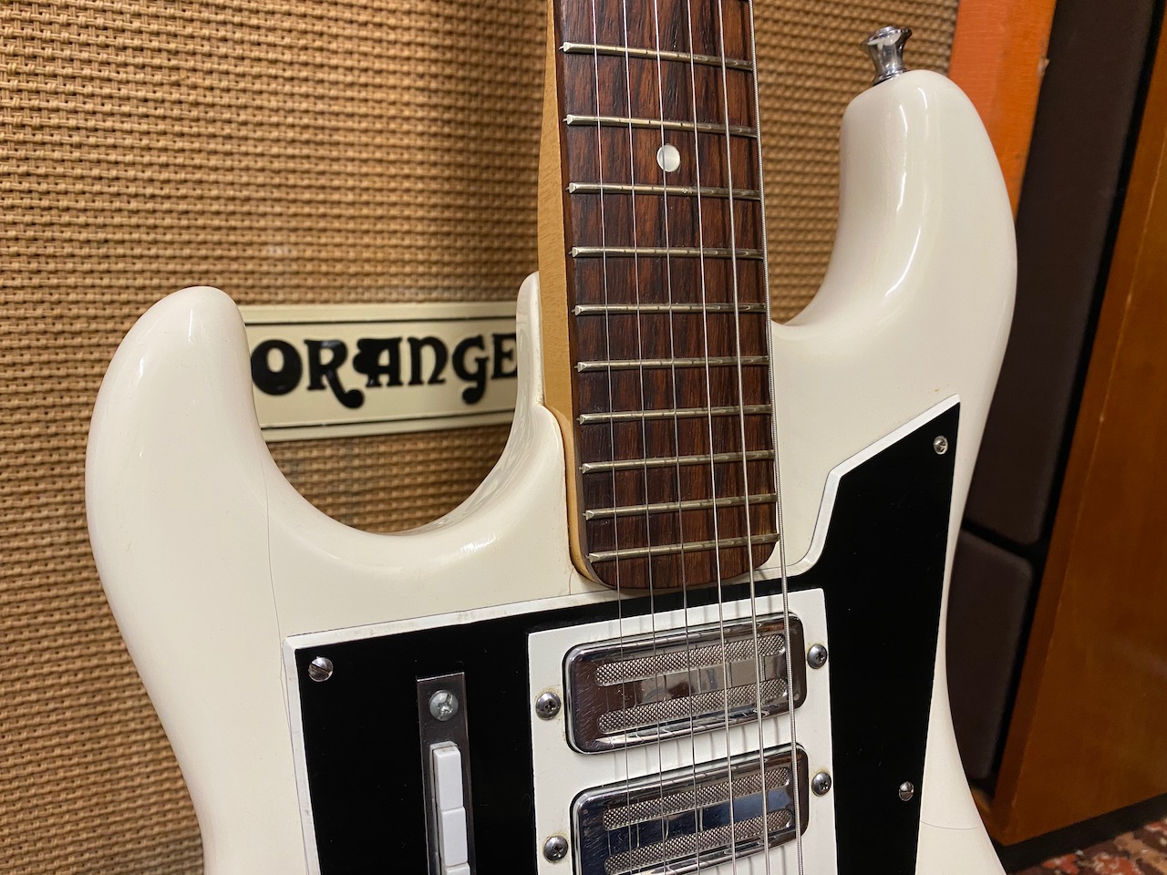 Vintage 1960s Watkins WEM Circuit Four White Left Handed Guitar