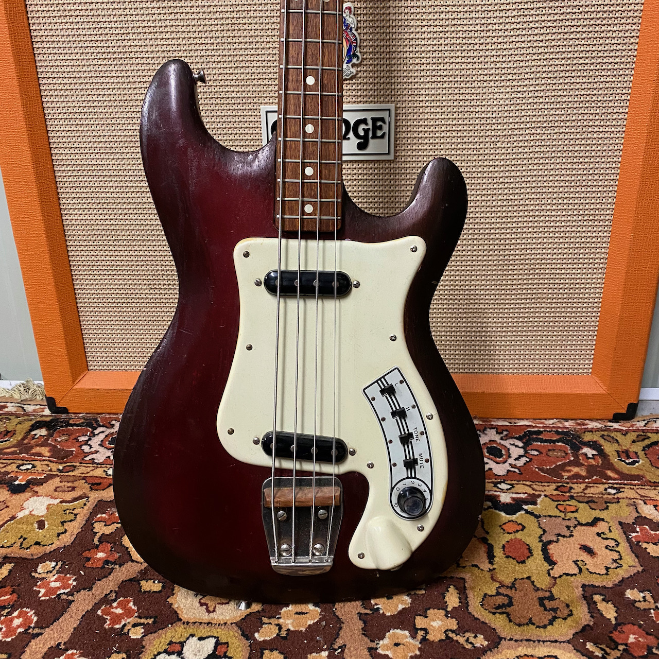 Vintage 1960s Hagstorm Futurama II Red Bass Guitar