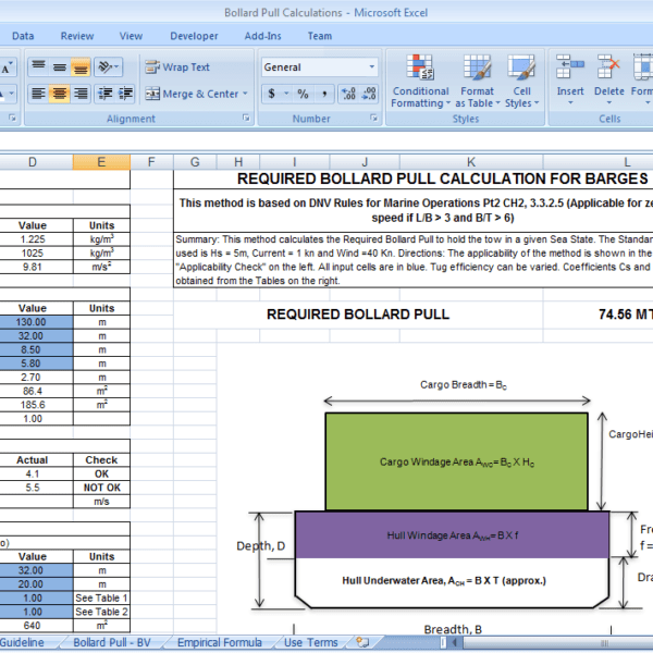MT01 Bollard Pull Calculations for Barge TheNavalArch