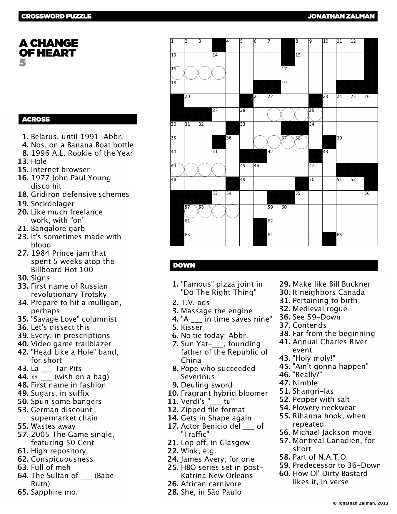 New York Times Crossword Change Of Heart at William Bender blog