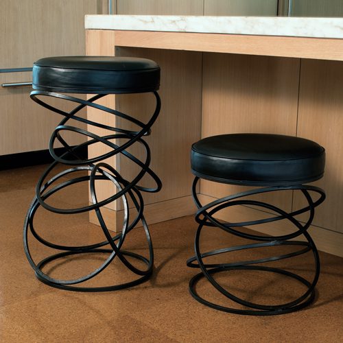 Counter Height Metal Ring and Leather Stool The New Rustic