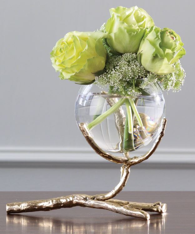 Single Twig Brass & Glass Vase The New Rustic