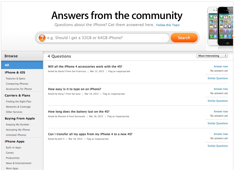 Apple Adds 'Answers from the community' Forums to its site