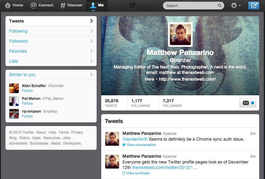 Everyone Gets New Twitter Profile Pages December 12th
