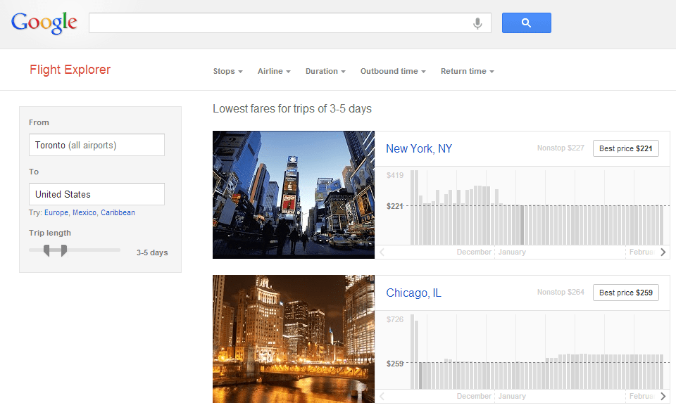 Google Tests New Flight Explorer Service