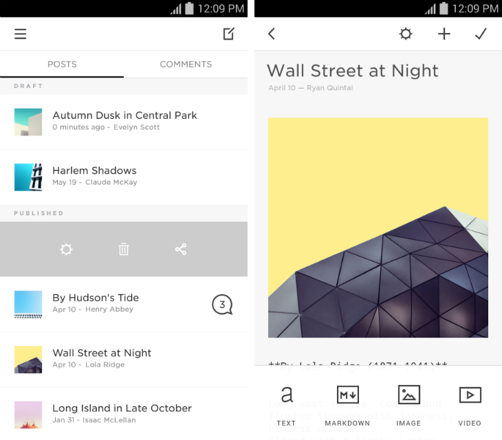 Squarespace Releases Note and Blog Android Apps