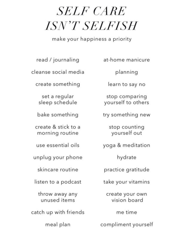Free Self Care Ideas Printable - Nitty n Gritty