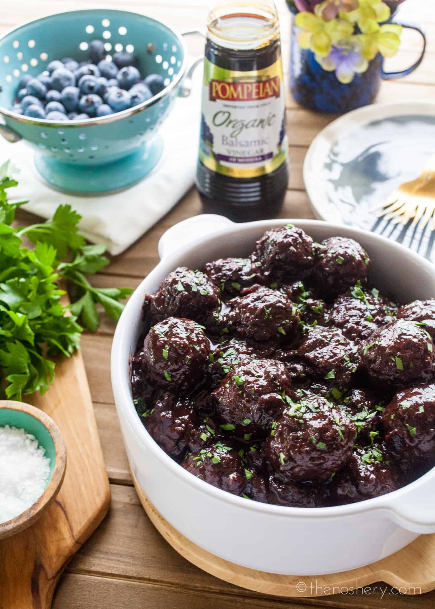 Blueberry Balsamic Turkey Meatballs The Noshery