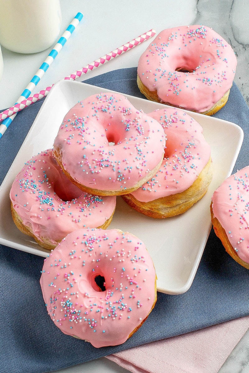 Easy Strawberry Glazed Air Fryer Donuts Ready in 6 Minutes!