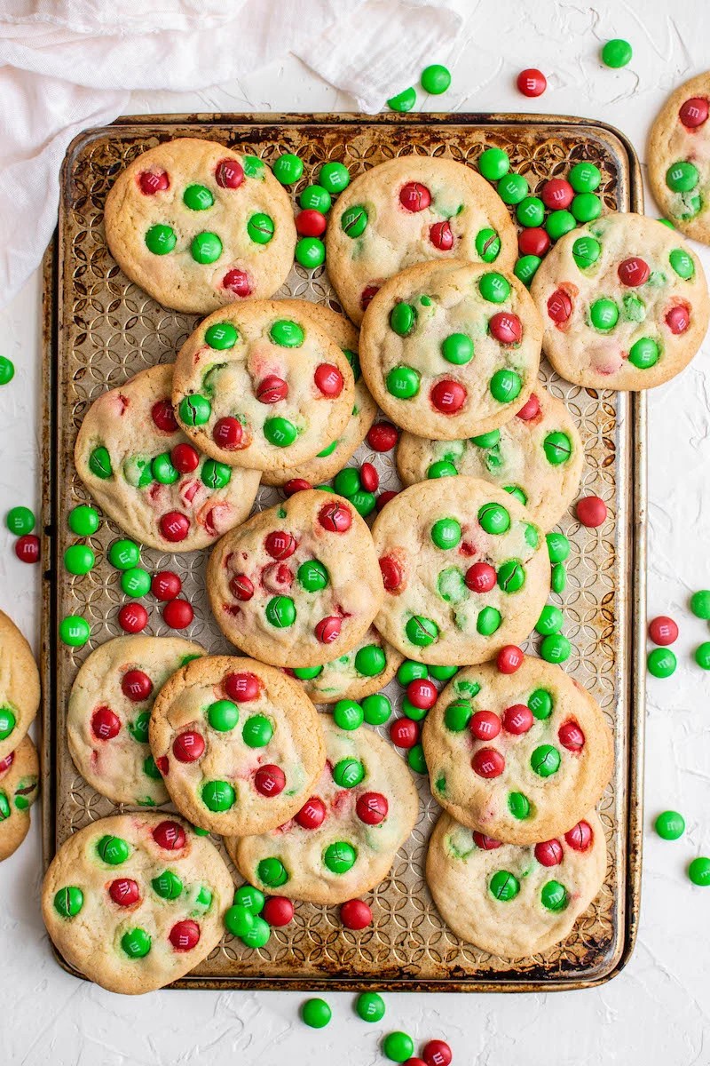 Red and Green M&M Christmas Cookies The Novice Chef