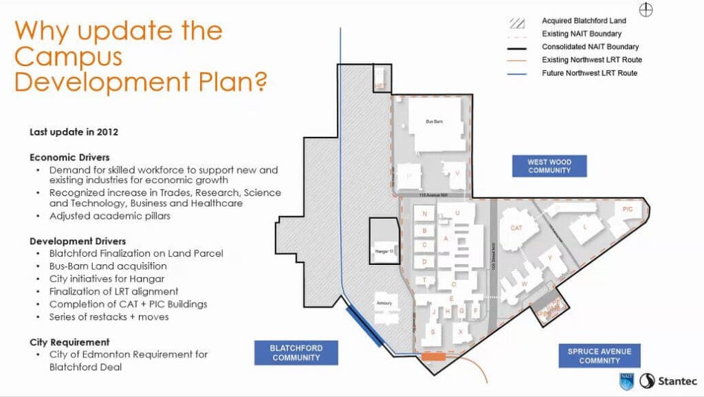 Nait Main Campus Map NAIT 2050 campus development plan reupdated, shared NAIT Nugget