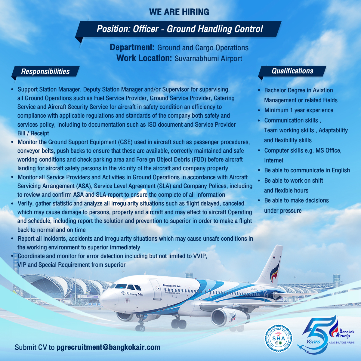 Bangkok Airways สุวรรณภูมิ เปิดรับ Ground Handling Control THE NX CHAPTER