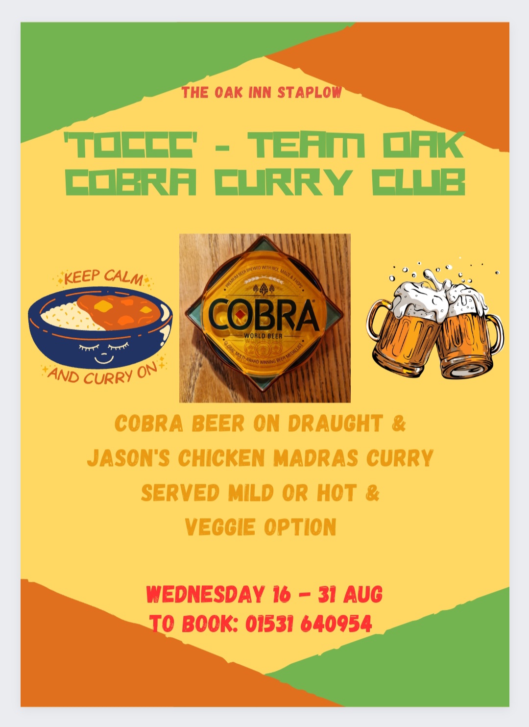 'TOCCC' TEAM OAK COBRA & CURRY CLUB The Oak Inn Staplow