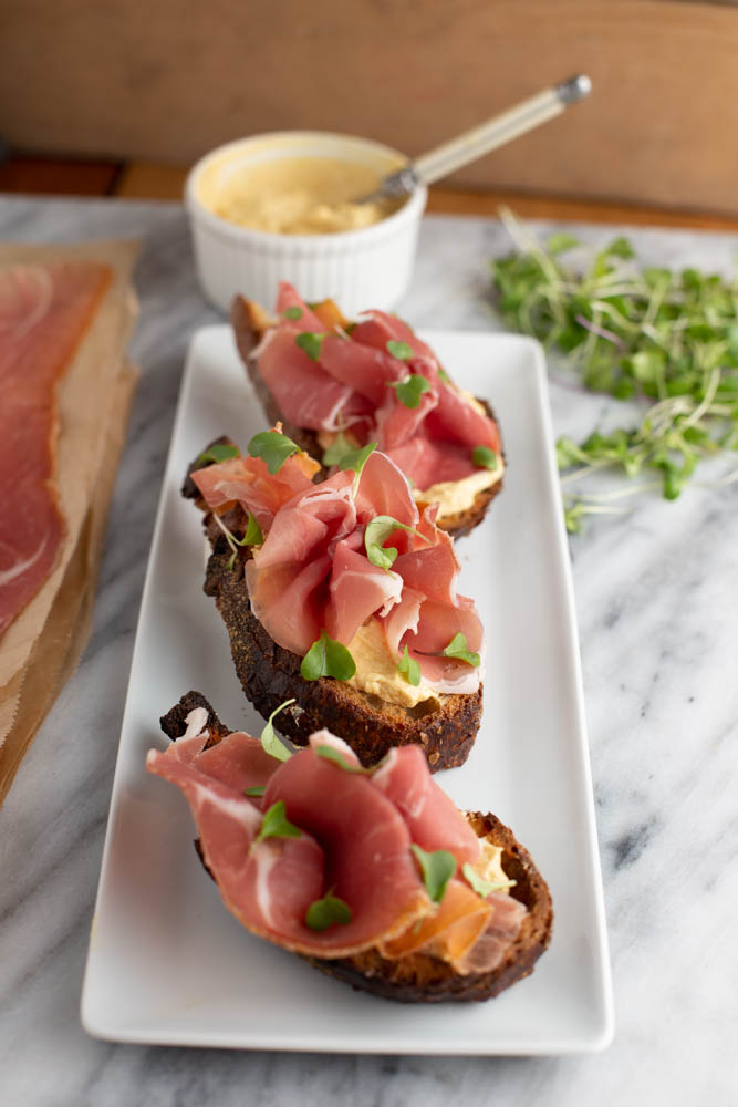 Honey Mustard Butter Prosciutto Tartine Theodore Leaf