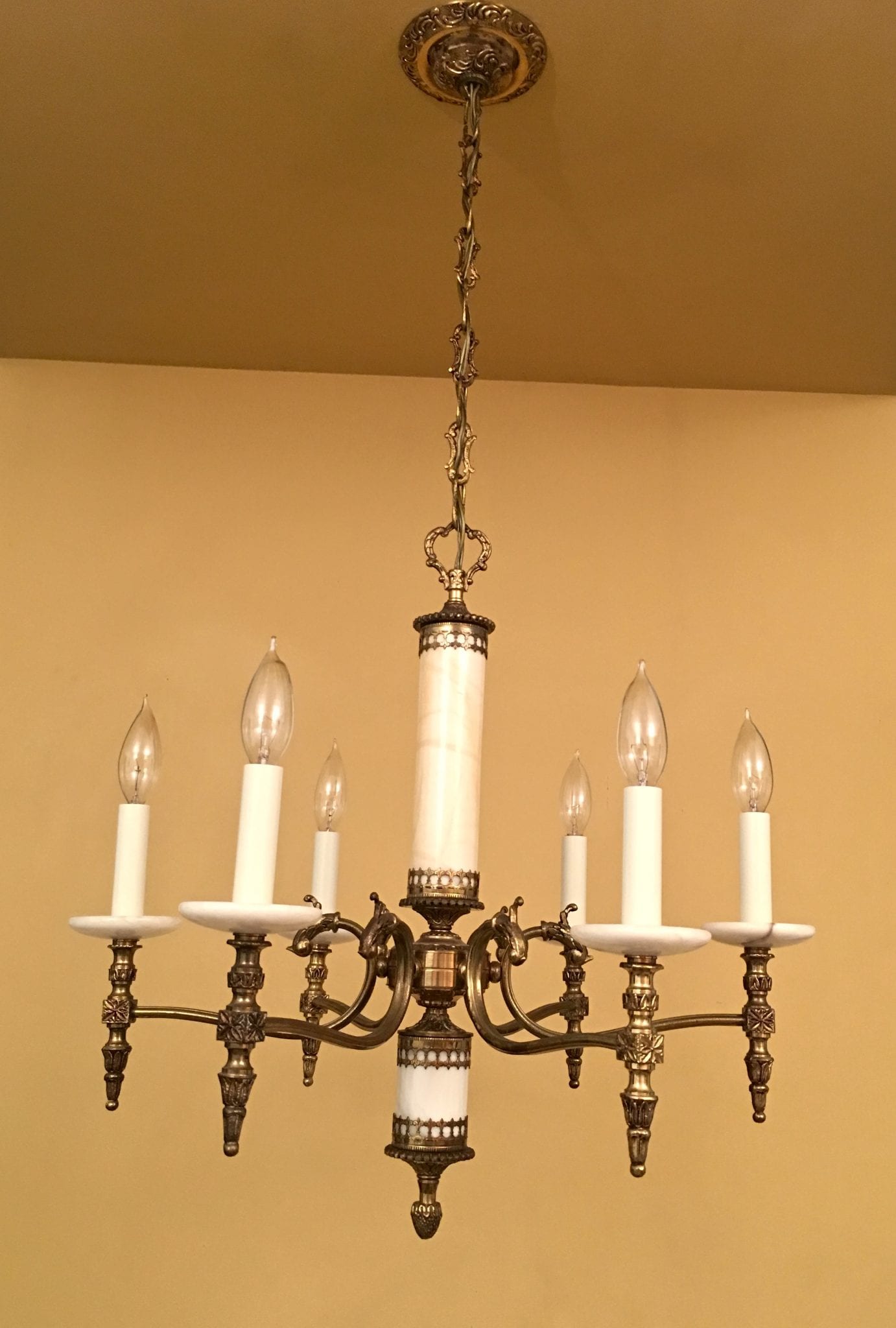 1970s marble chandelier by Moe The Old Above Restored Vintage Lighting