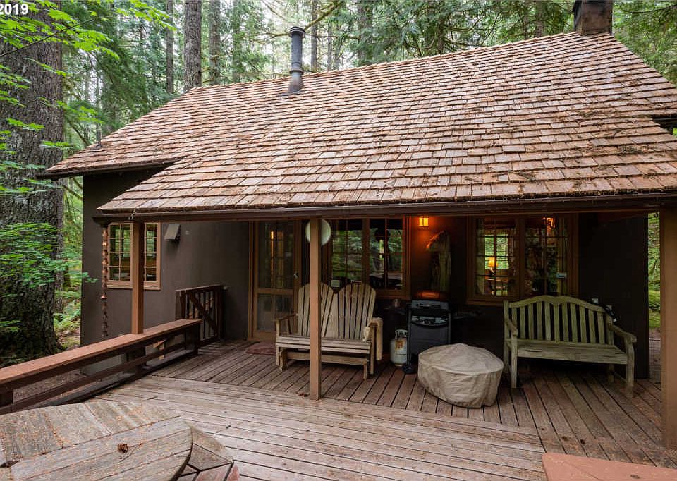 Oregon mountain cabin along the Zigzag River. Circa 1938. 299,800