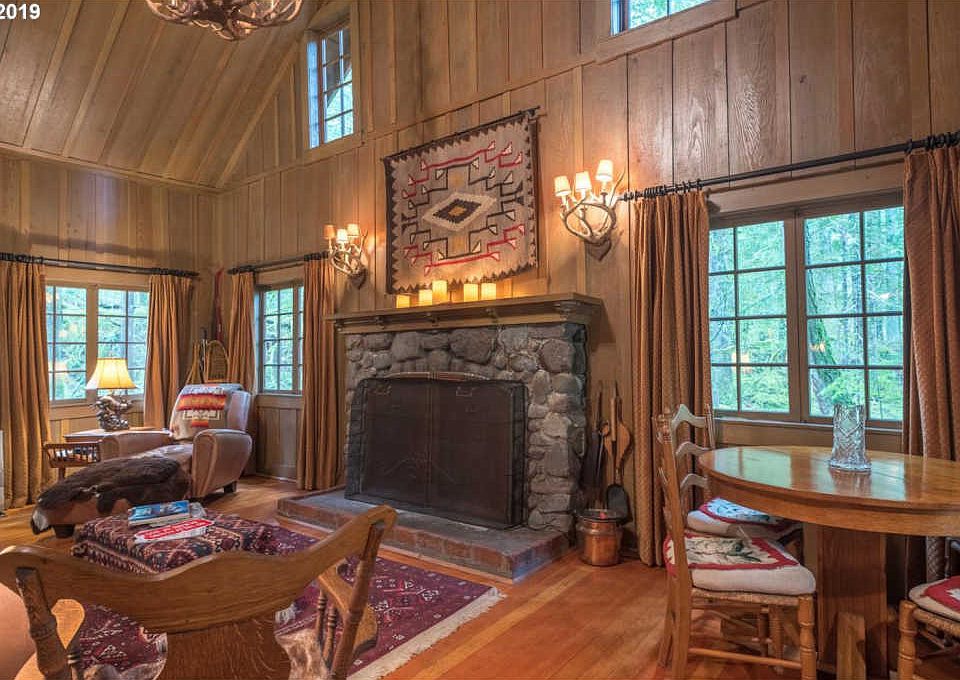 Oregon mountain cabin along the Zigzag River. Circa 1938. 299,800