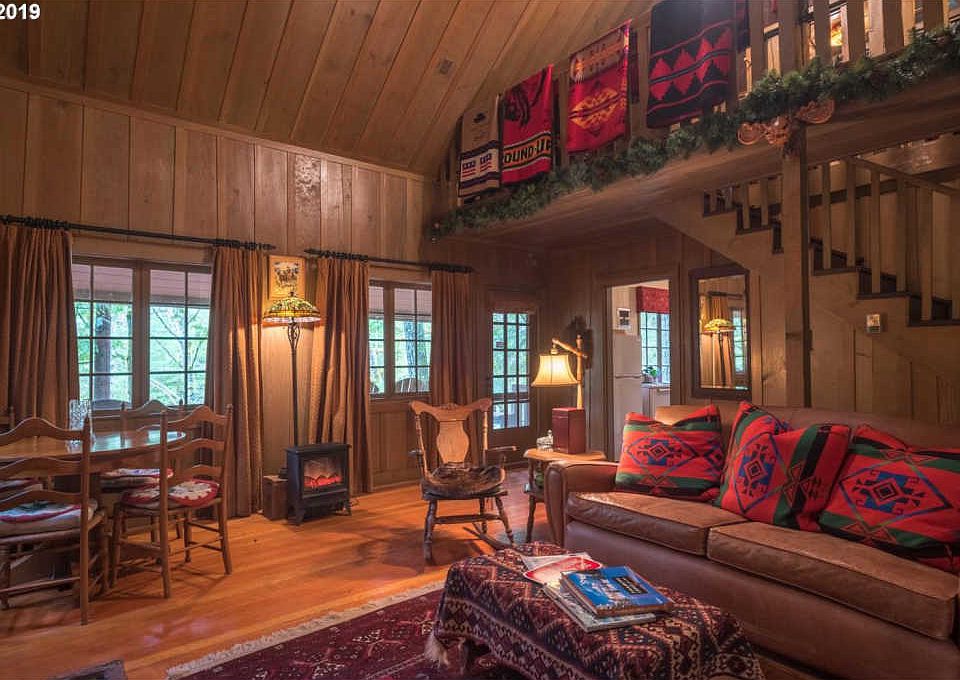 Oregon mountain cabin along the Zigzag River. Circa 1938. 299,800