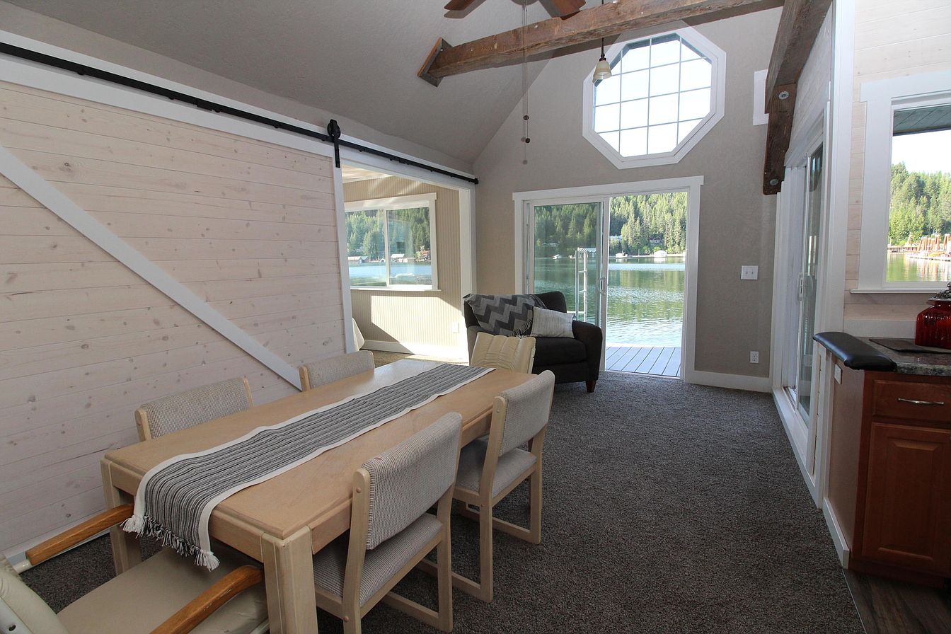 Now that's waterfront! Float home, Circa 1940 in Bayview, Idaho