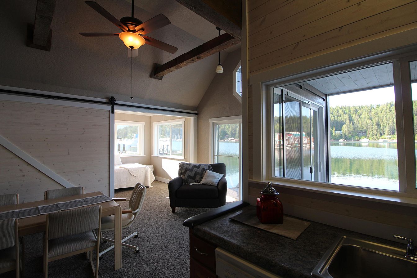 Now that's waterfront! Float home, Circa 1940 in Bayview, Idaho