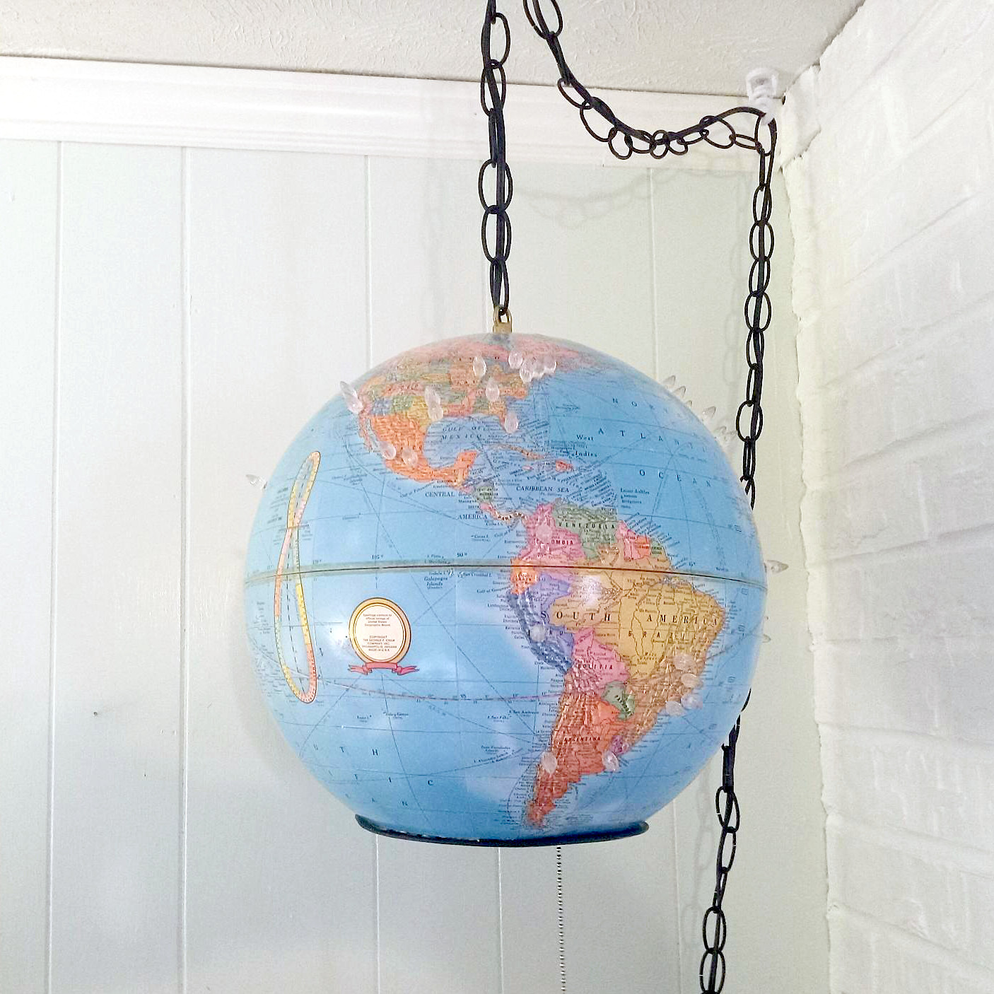 Swag Globe Light Upcycled Chic? Bricolage? MidCentury Kitsch? The