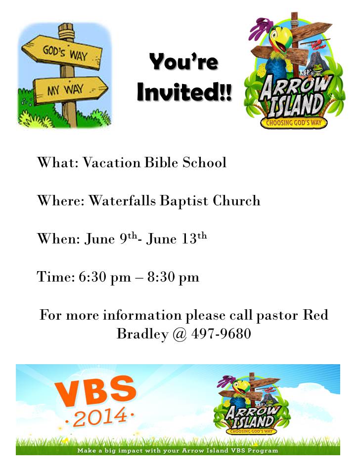 Waterfalls Baptist Vacation Bible School (updated flyer) The Cherokee One Feather