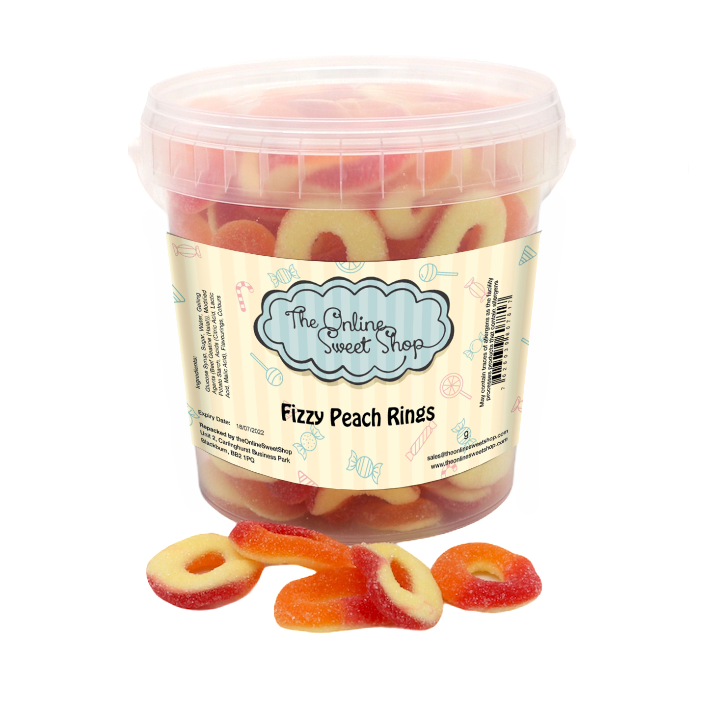Fizzy Peach Rings Sweets Bucket The Online Sweet Shop