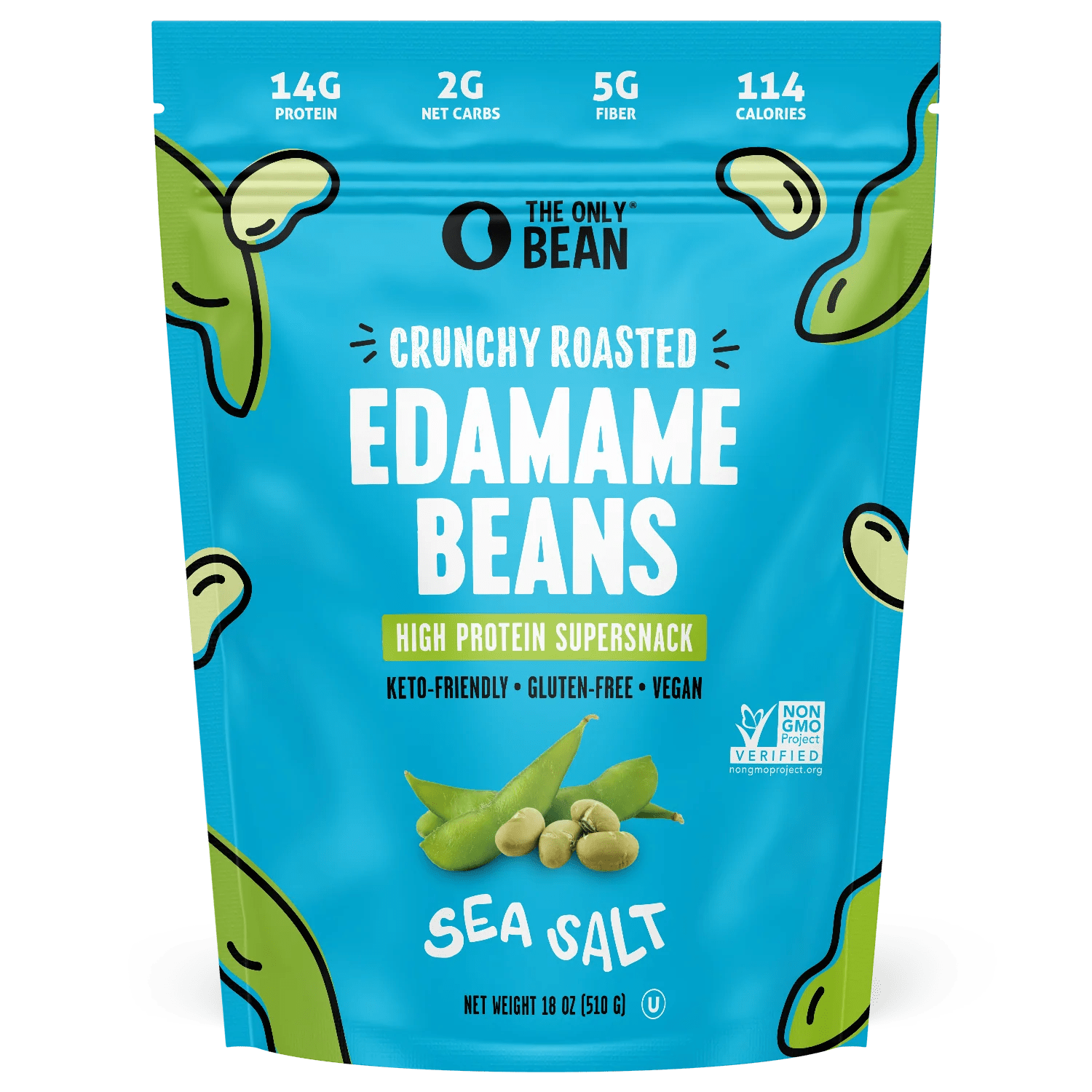 Crunchy Roasted Edamame Bean Snack Sea Salt The Only Bean
