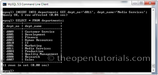 Inserting Data into MySQL Table » the Open Tutorials