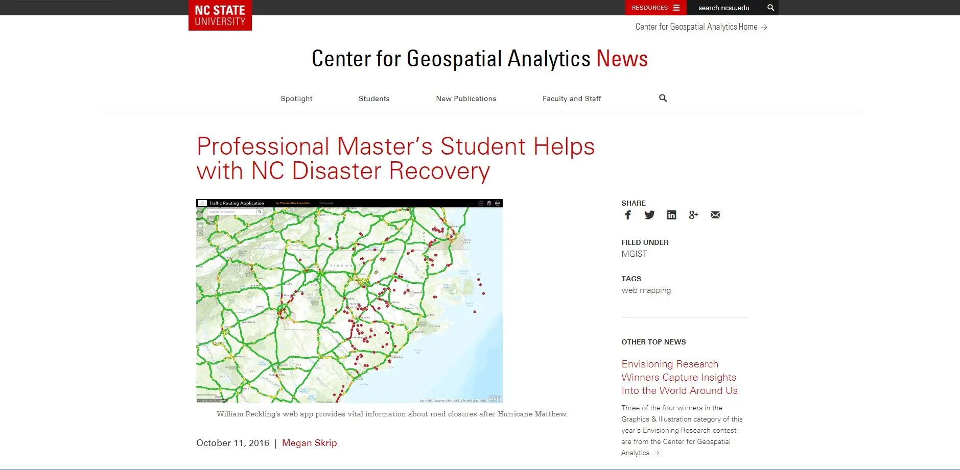 NCSU Center for Geospatial Analytics Web Article Theorem Geo