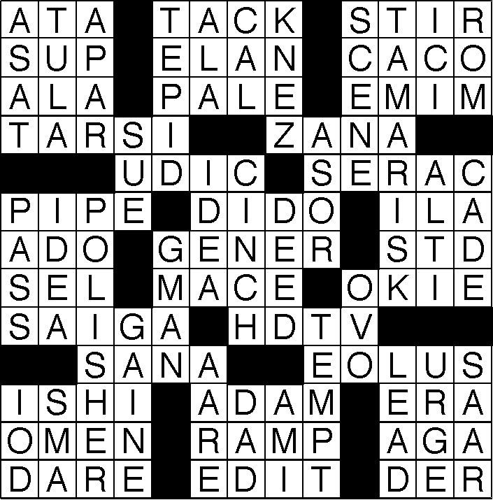 Crossword answers — Vol. 72 Week 1 – The Orion