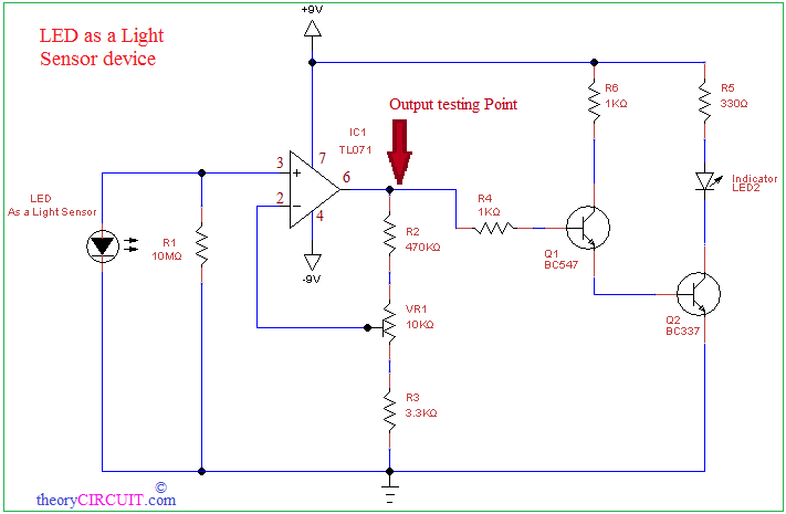 Led As A Light Detector Circuit