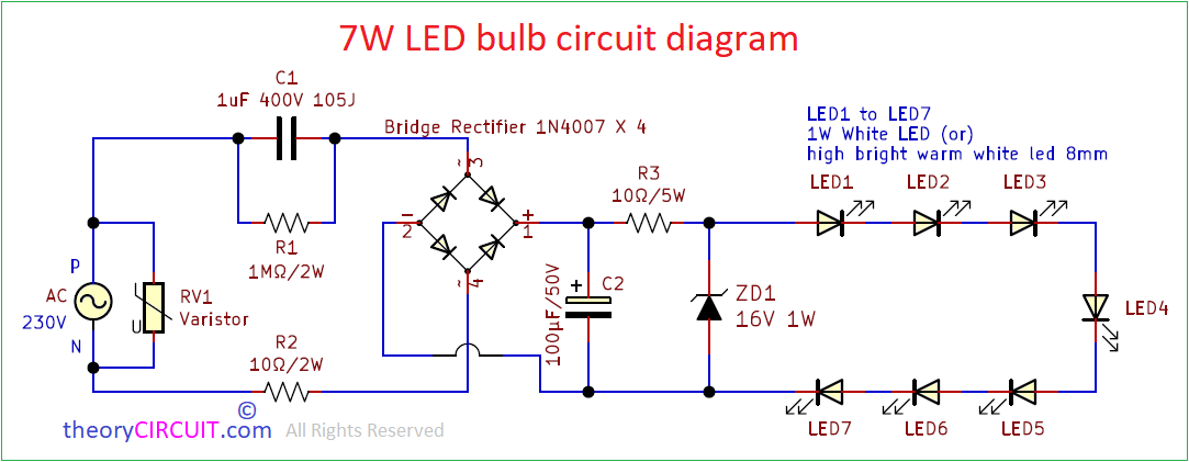 7w Led Bulb Circuit Diagram