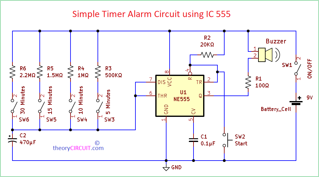 Alarm Circuit using Timer IC 555