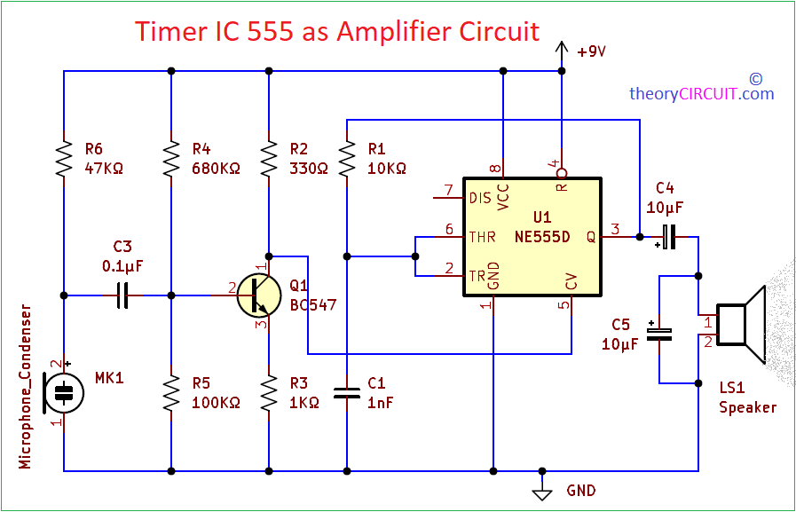 Timer IC 555 as Amplifier