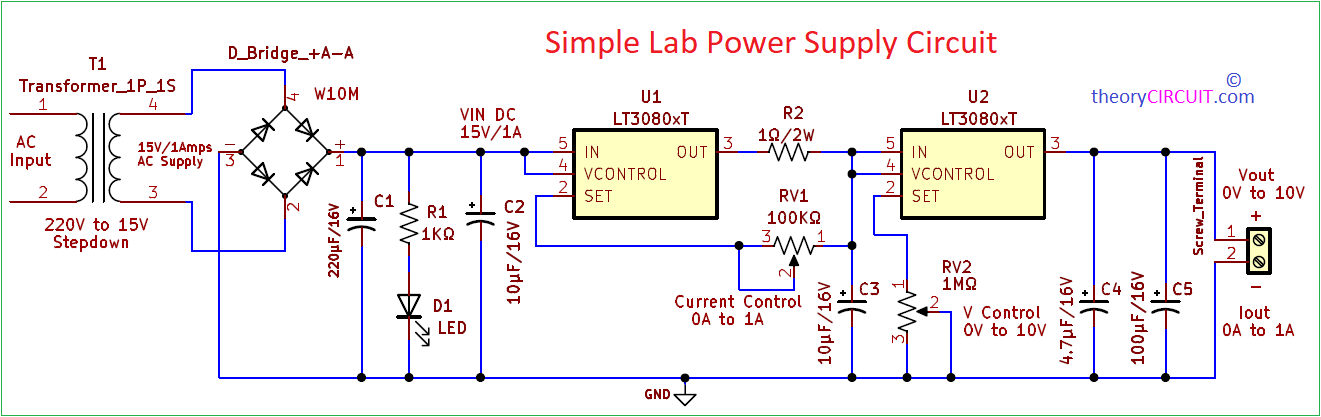 Simple Lab Power Supply Circuit