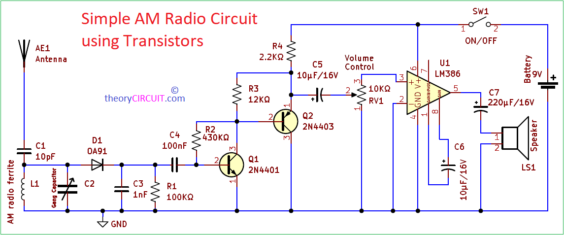 Transistor Radio Circuit Circuit Diagram Of A Crystal Radio Receiver