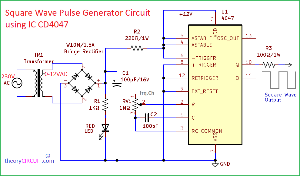 Square wave pulse generator circuit using ic cd4047 diagram Archives