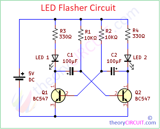 LED Flasher Circuit using BC547