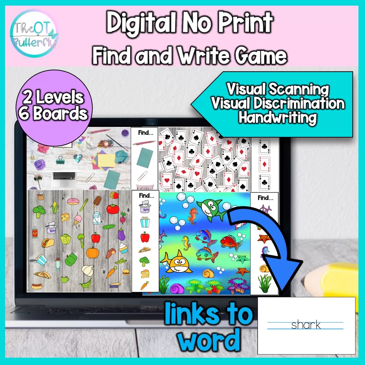 Digital Find & Write Game NO PRINT visual scanning & handwriting The