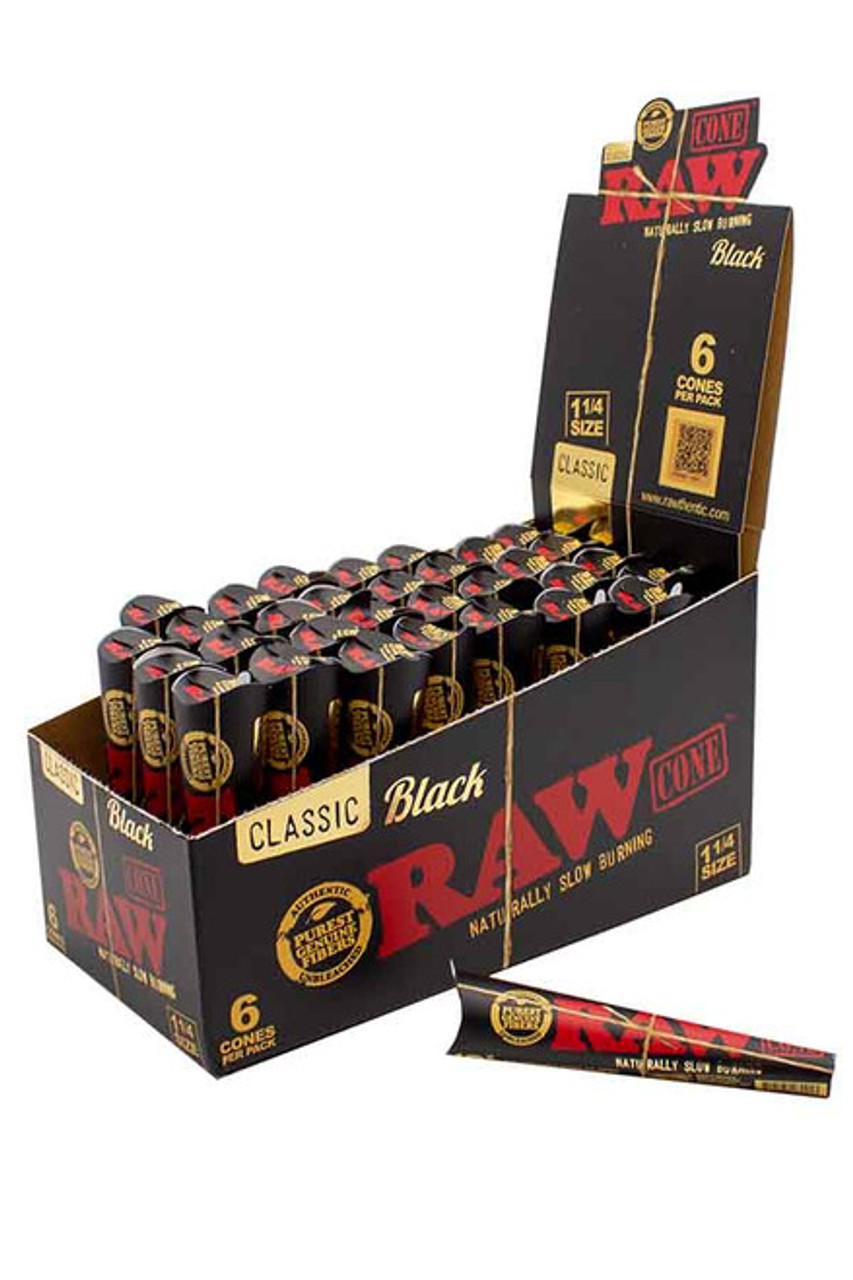 RAW Black Classic 1 1/4 Cones 6 Pack The Other Path CBD