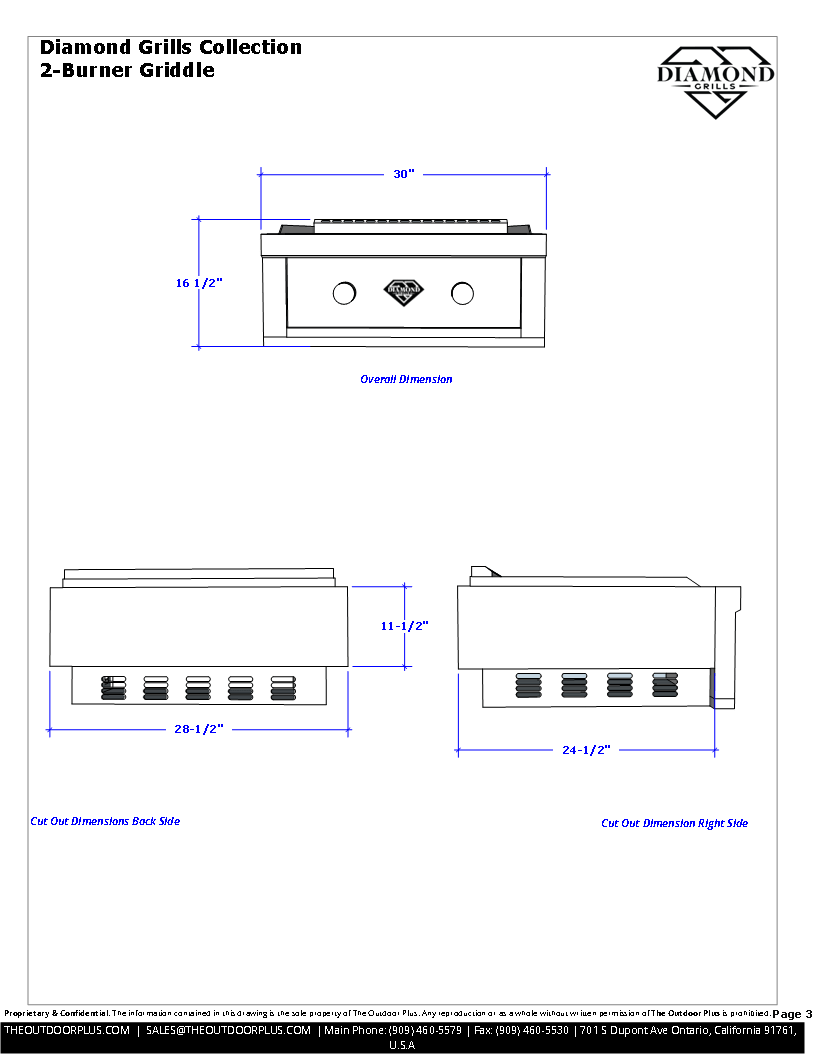30" Diamond Griddle The Outdoor Plus
