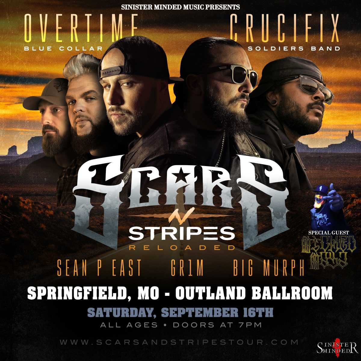 SCARS AND STRIPES TOUR w/ Overtime and Crucifix The Outland Complex
