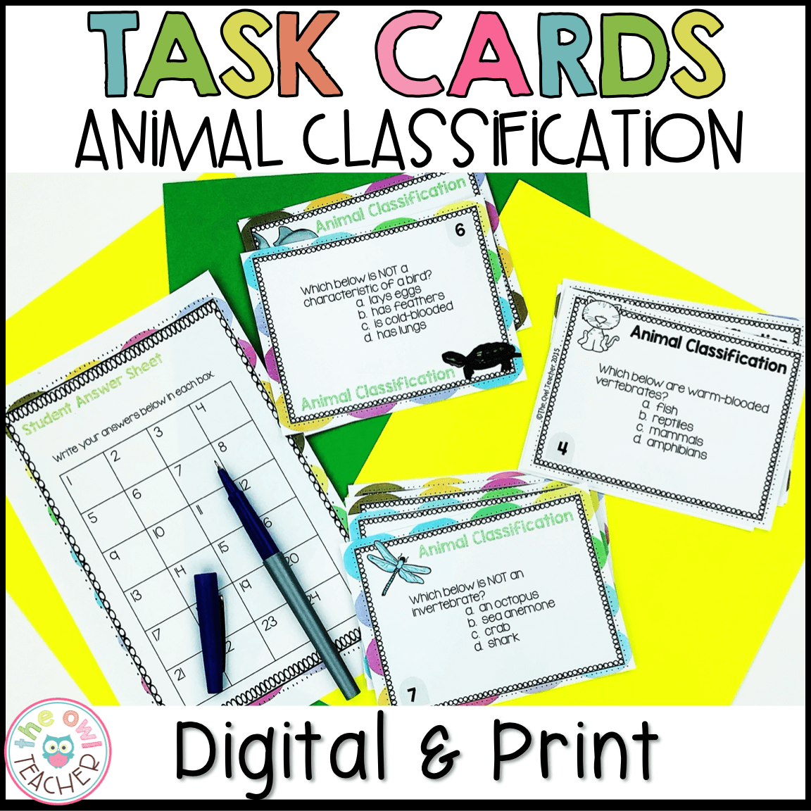 Animal Classification Task Cards The Owl Teacher