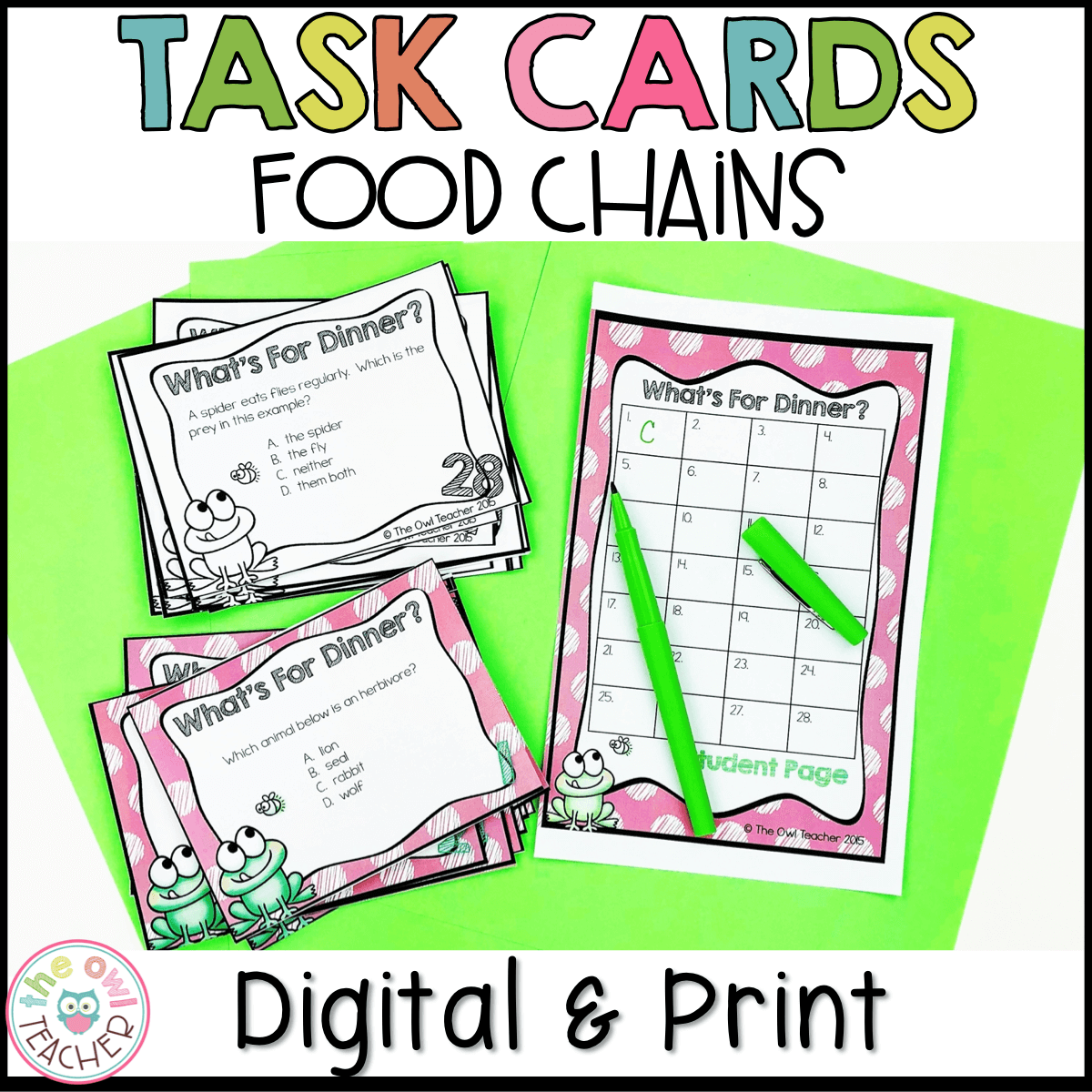 Food Chains Task Cards The Owl Teacher