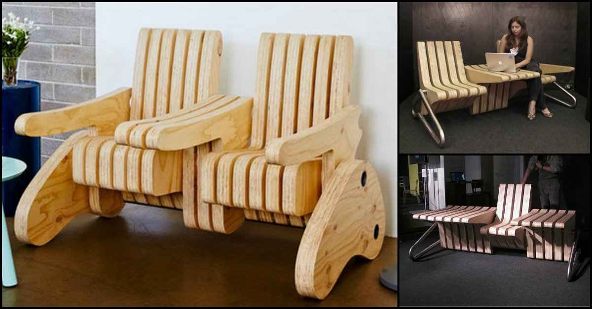 MultiFunction Seat That Turns Into a Bench, Armchair, Table and More