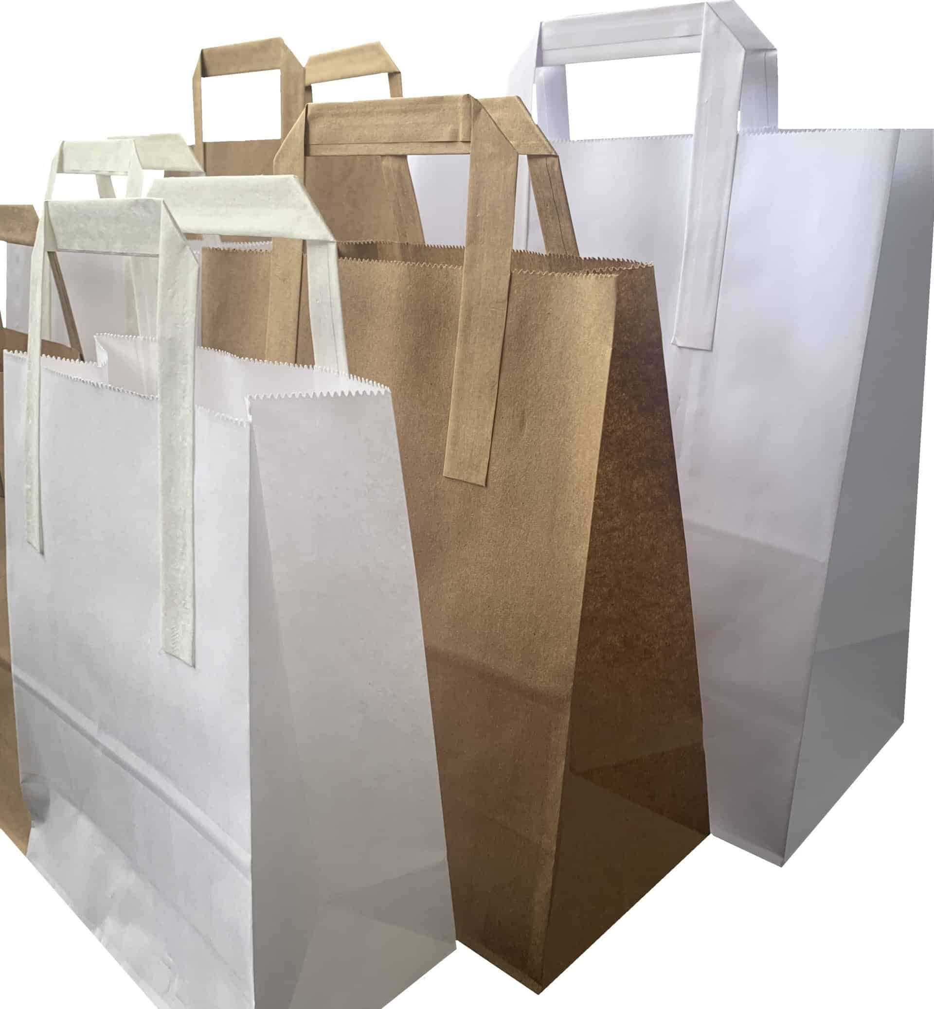 White and Kraft Paper Carrier Bags The EcoFriendly Alternative