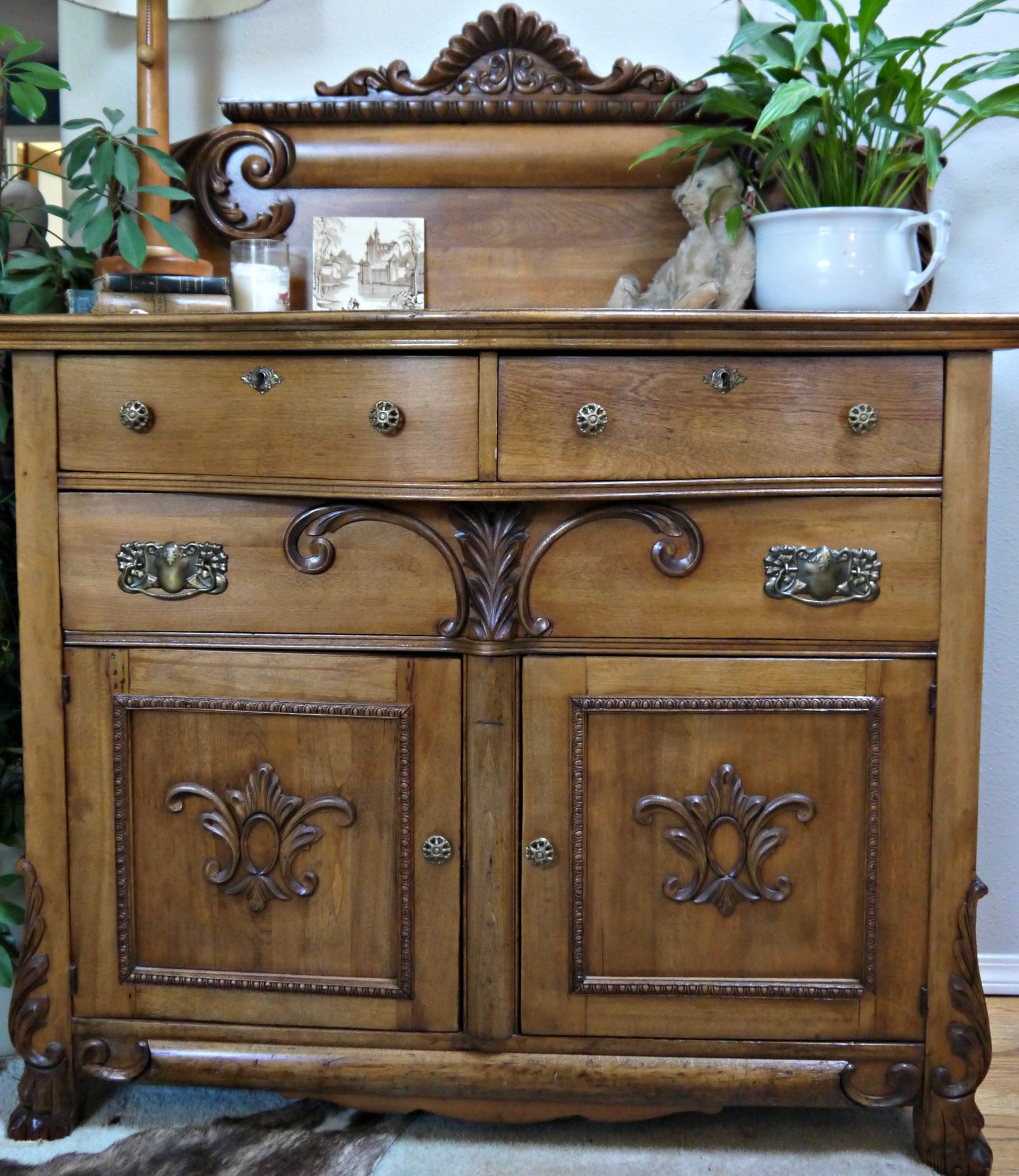 Antique Oak Carved Buffet SOLD The Paint Factory