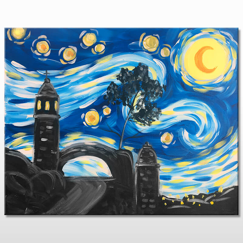Online Painting Class "Rubidoux Night" (Virtual Paint Night at Home)